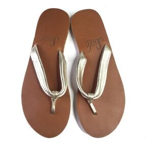 Sseko Gold Flip Flip Sandals Women's 11 Leather